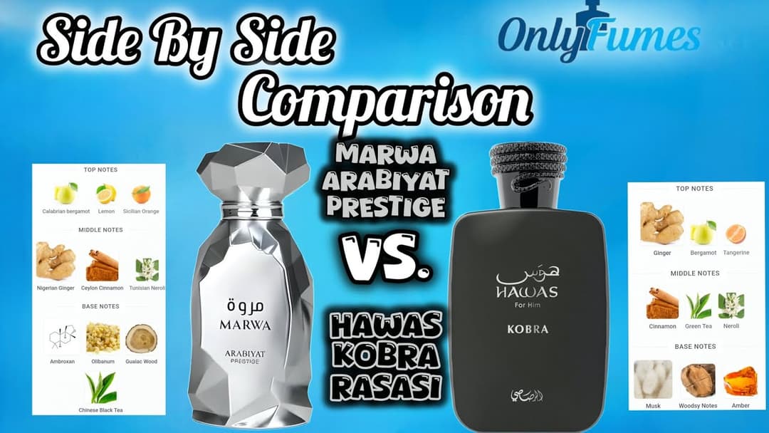 Marwa Arabiyat Prestige vs Hawas Kobra Rasasi | Side-By-Side Comparison #hawas #fragrance #marwa